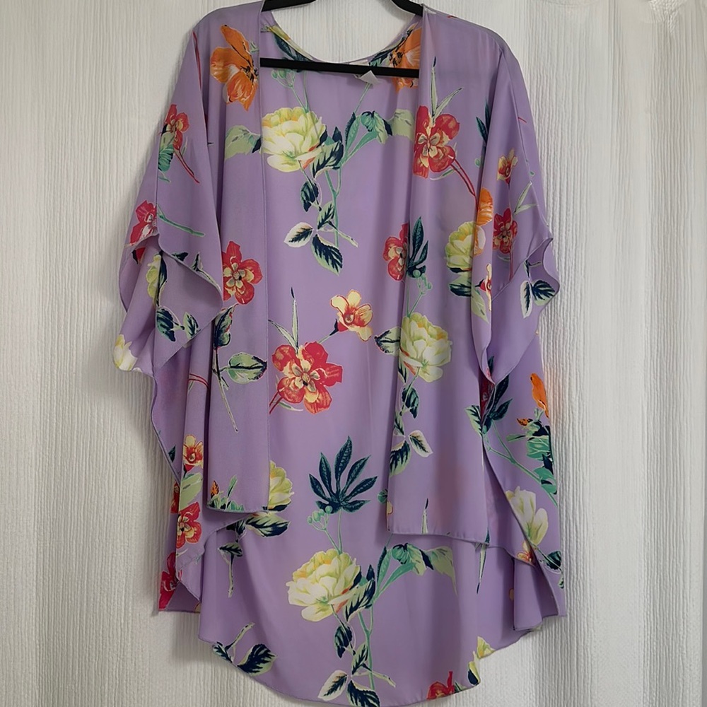 High low lilac floral cardigan